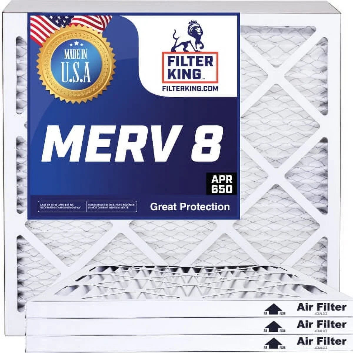 Premium Filter King 23.5x17x1 Air Filter | 4-PACK | MERV 8 HVAC Pleated A/C Furnace Filters | MADE IN USA | Actual Size: 23.5 x 17 x .75"