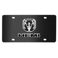 RAM 2019 up HEMI 3D Dual Logo Black Carbon Fiber Patten Steel License Plate - Great Deal! - Great Deal!