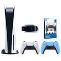 Premium Sony Playstation 5 Disc Version Console with Extra Blue Controller, 1080p HD Camera and Surge FPS Grip Kit With Precision Aiming Rings Bundle - Great Deal!