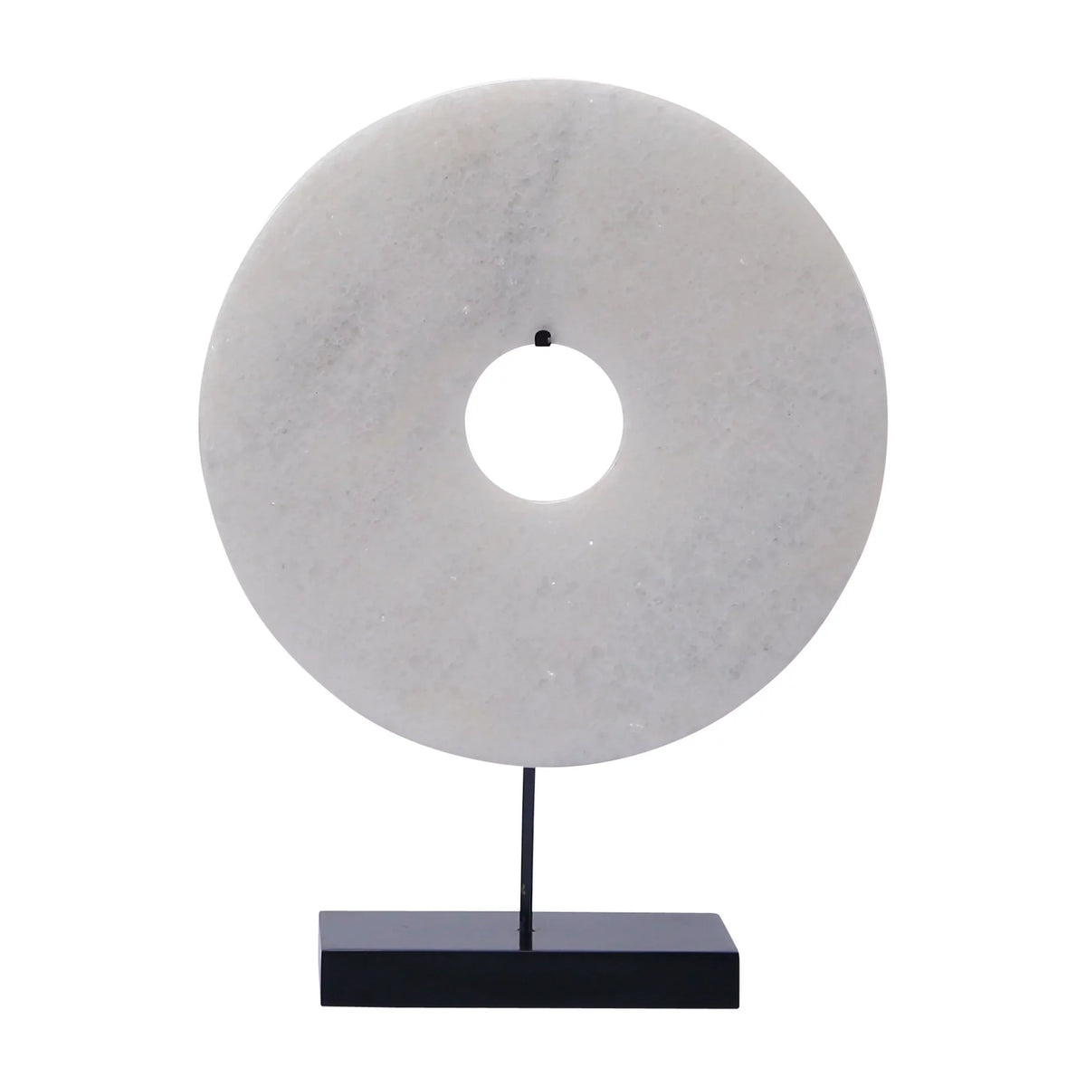 Premium Artissance Jade Disk Statue With Base, 16 Inch Tall, White - 16 inch