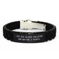 I Like Sea. Black Glidelock Clasp Bracelet, Sea Glass Collecting Present From Friends, Sarcasm Engraved Bracelet For Friends, , Beach glass, Sea glass jewelry, Sea glass art, Beach glass decor, Sea - Great Deal! - Great Deal!