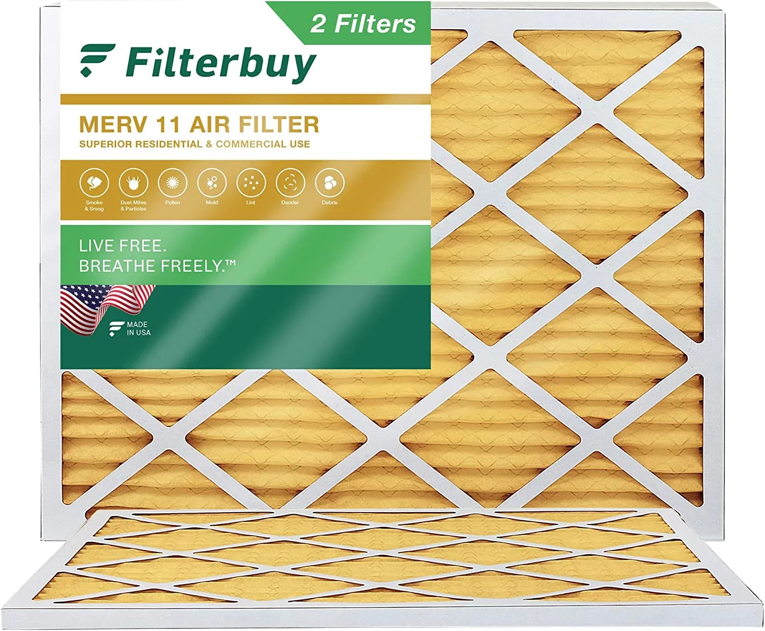 Premium Filterbuy 13x20x1 MERV 11 Pleated HVAC AC Furnace Air Filters (2-Pack) - Great Deal! - Great Deal!