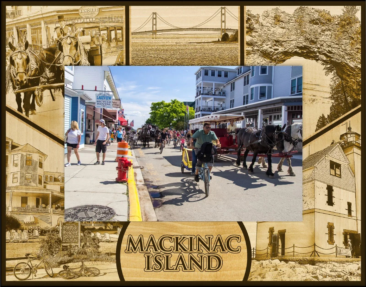 Premium Premium Mackinac Island Michigan Laser Engraved Wood Picture Frame Landscape (8 x 10) - Great Deal!