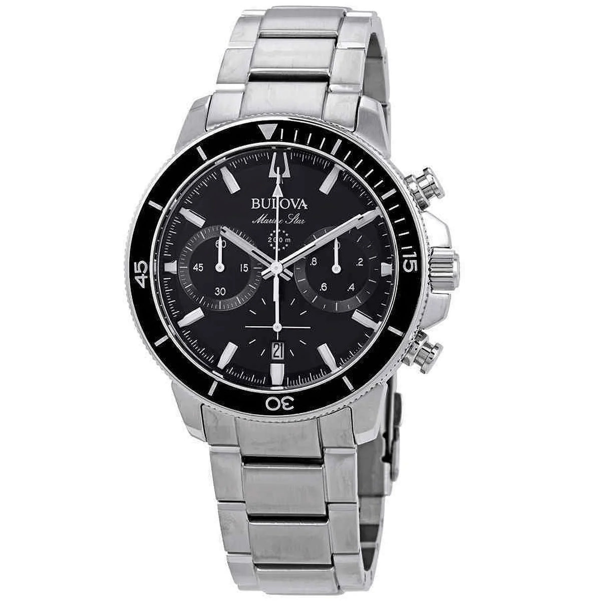 Bulova Marine Star Chronograph Black Dial Men's Watch 96B272 - Great Deal!