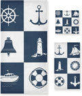 Bestwell Bath Towel Sets for Bathroom Hand Towels Fingertip Towels Sailing Vessel Anchor Lighthouse Checked 3 Piece Decorative Soft Cotton Absorbent - Great Deal!