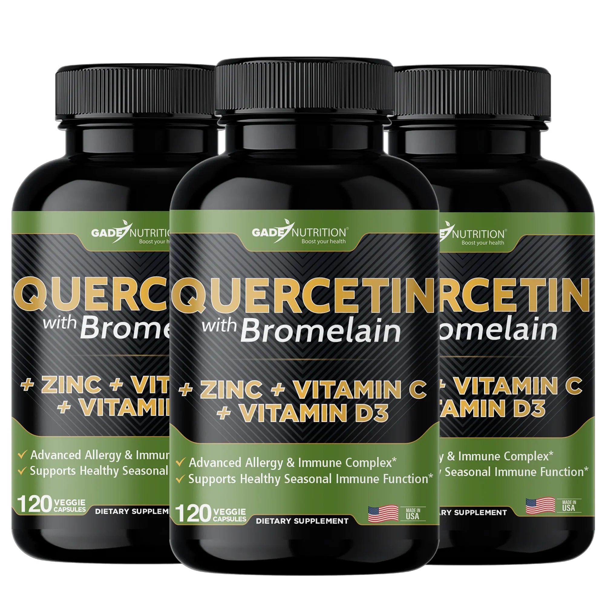Premium Premium Quercetin with Vitamin C and Zinc - Quercetin 500mg - Quercetin with Bromelain - Zinc Quercetin - 360 Veggie Caps. Daily Supplement with Vitamin D3 (Non-GMO, Gluten-Free, Vegan) 6 Month Supply - Great Deal!