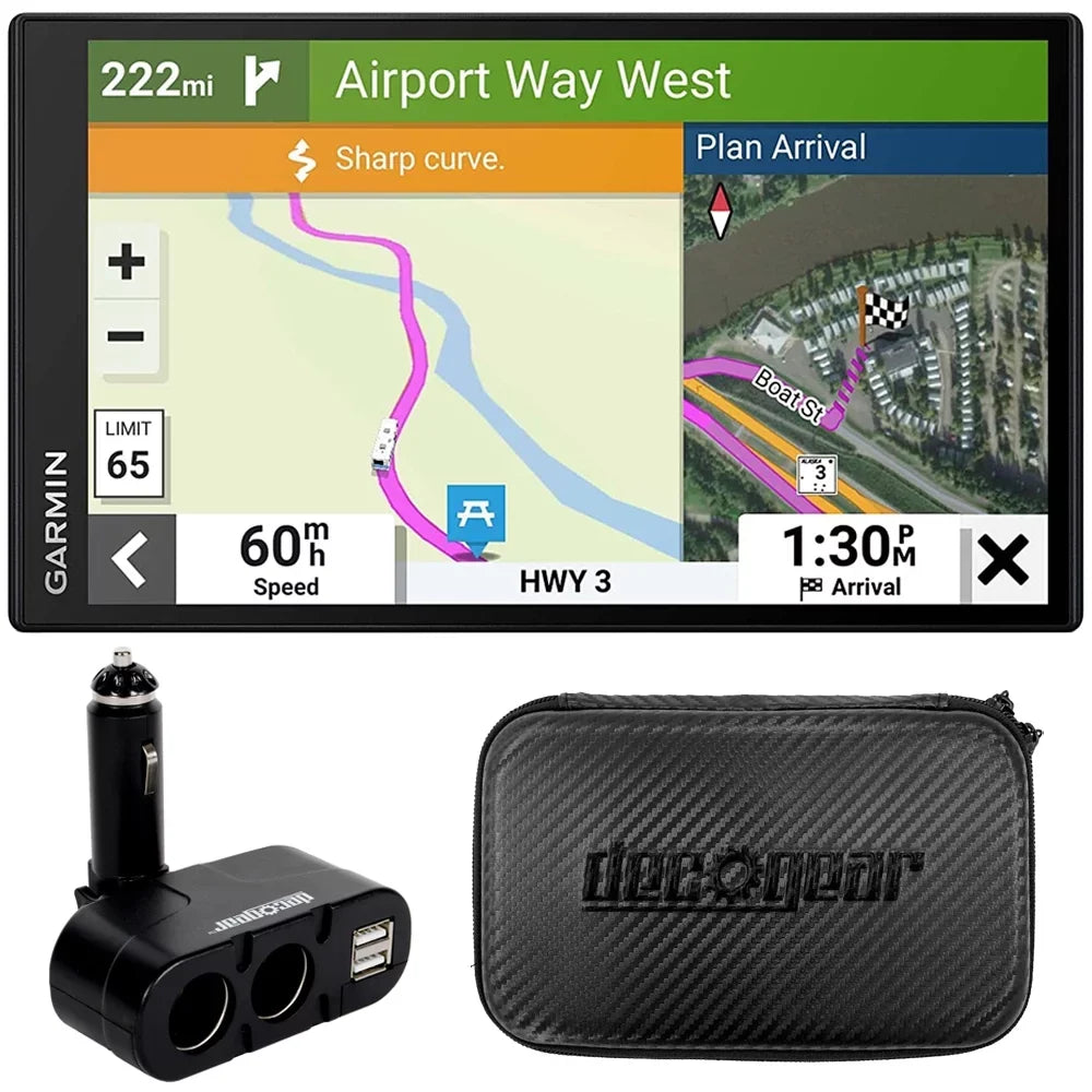 Garmin 010-02747-00 RV 795 7" RV GPS Navigator Bundle with Deco Gear Dual DC12V/24V Electronic Multifunction Car Socket and 7 Inch Hard EVA Case with Zipper for Tablets and GPS - Great Deal! - Great Deal!
