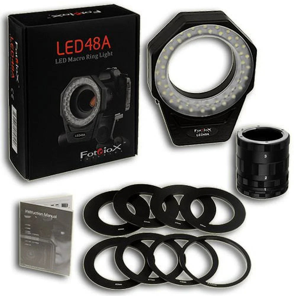 Premium Fotodiox Pro Macro Extension Kit with LED Ring Light 48a for Extreme Macro Photography, fits Nikon D1, D1H, D1X, D2H, D2X, D2Hs, D2Xs, D3, D3X, D3s, D4, D100, D200, D300, D300S, D700, D800, D800E, D40