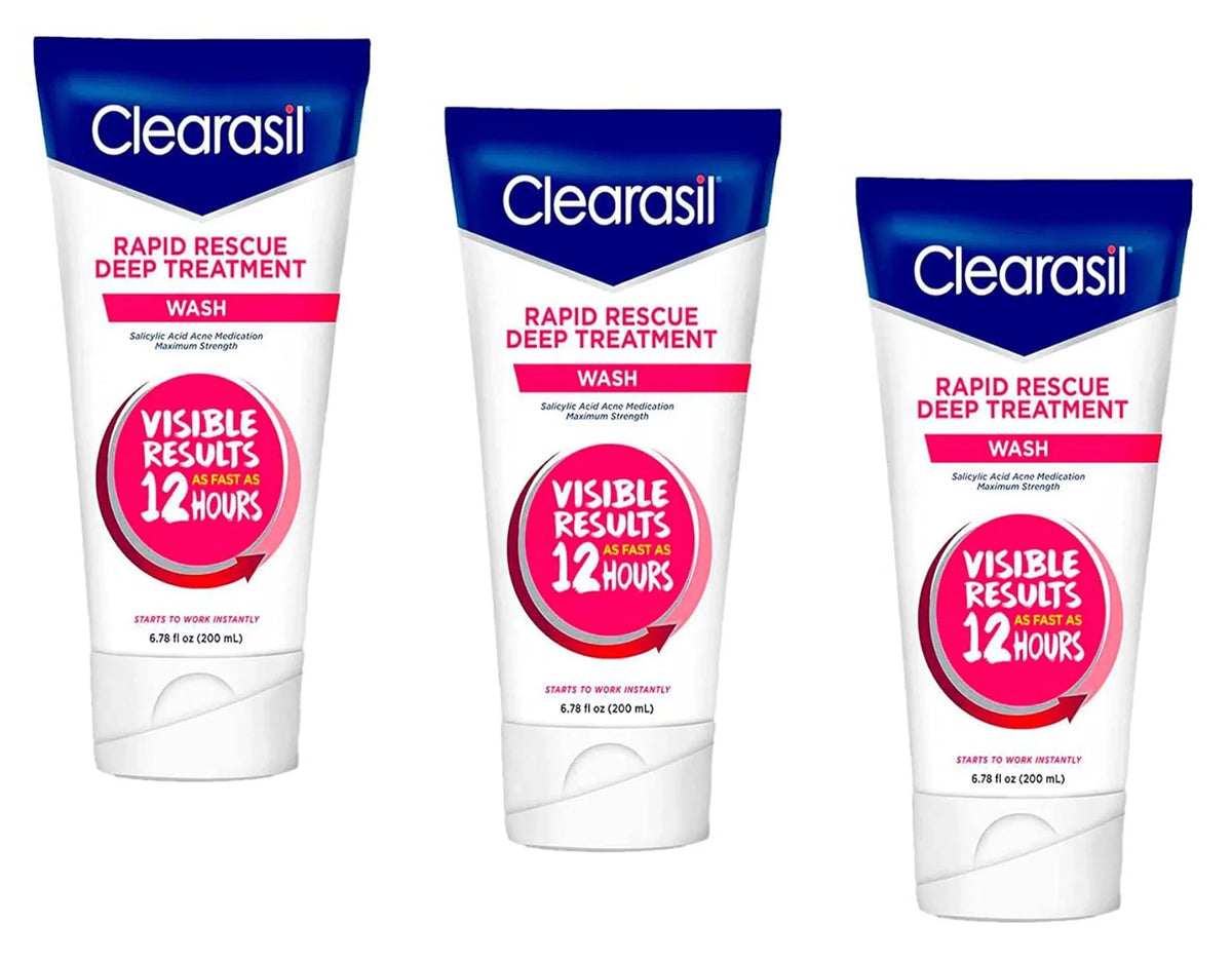 Premium 3 Pack Clearasil Rapid Rescue Deep Treatment Wash, 6.78 Each
