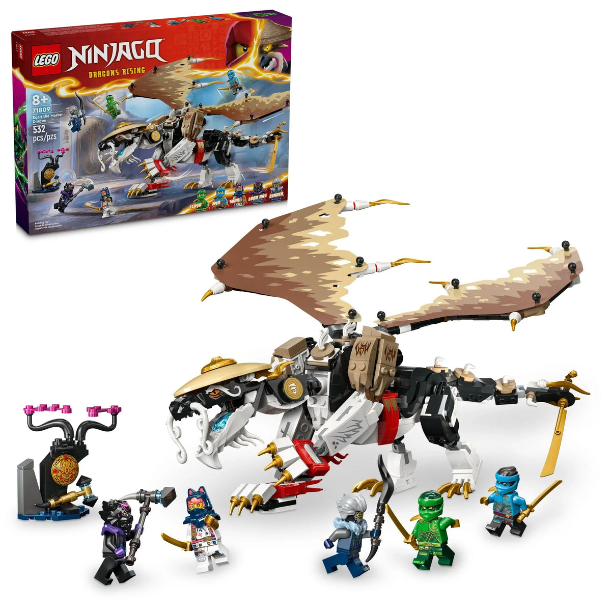 Premium LEGO NINJAGO Egalt the Master Dragon Action Figure, Hero Toy Battle Set with 5 Ninja Minifigures for Group or Independent Play, Dragon Toy Gift Idea for Boys and Girls Ages 8 and Up, 71809 - Great Deal!