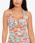 Premium Ralph Lauren Women's Multi Paisley Molded Cup Tankini Top Orange Size 6 - Great Deal!