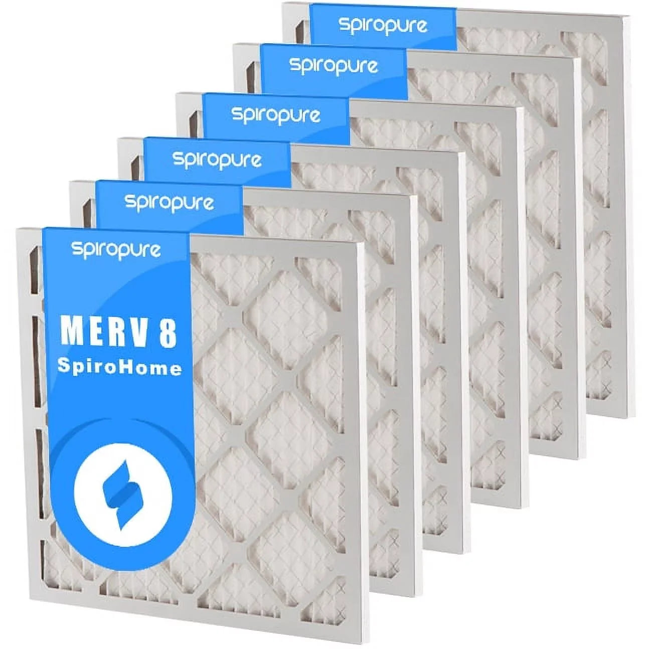 Premium SpiroPure 20X23X1 MERV 8 Pleated Air Filters - Made in USA (6 Pack)