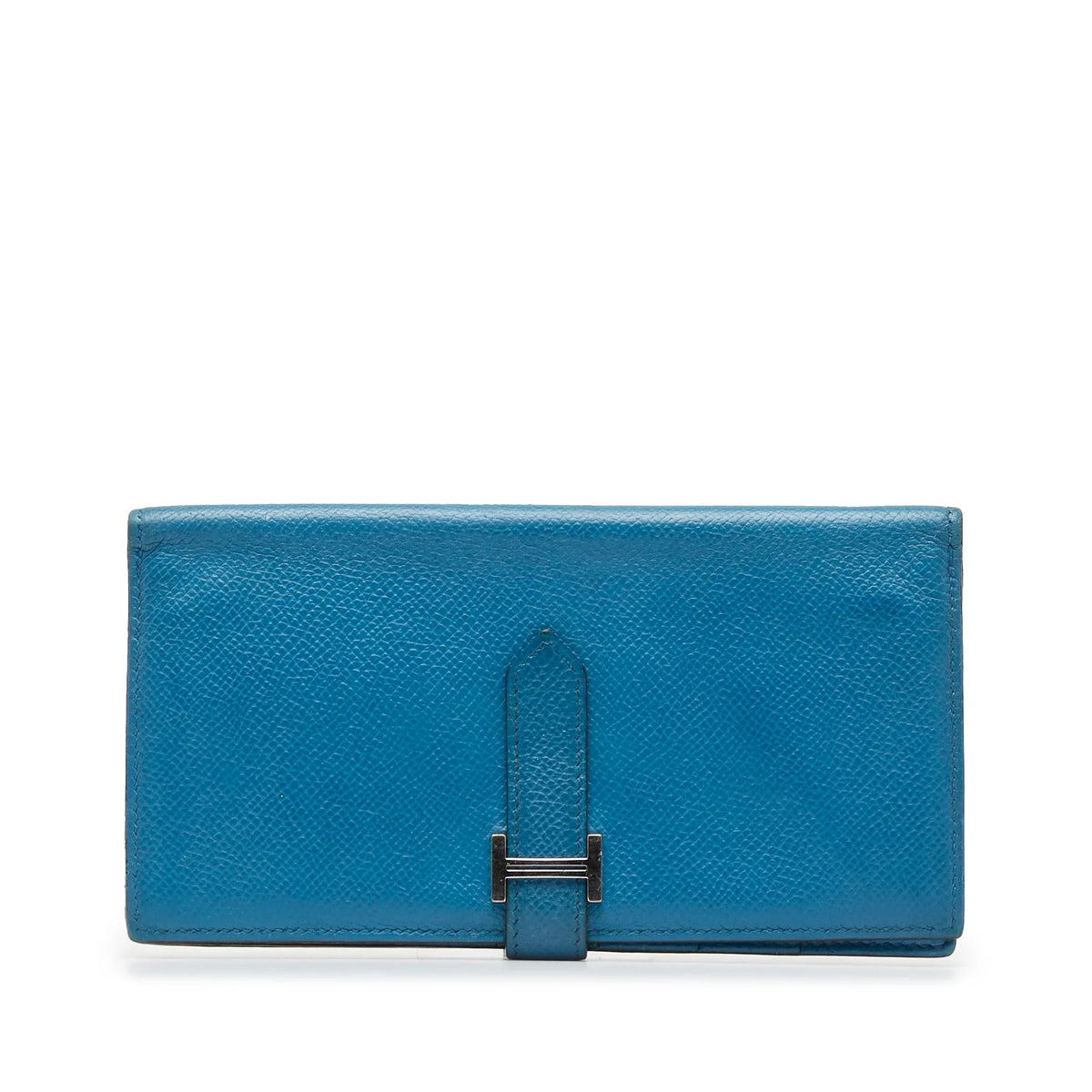 Premium Pre-Owned Authenticated HermÃ¨s Epsom Bearn Wallet Calf Leather Blue Long Wallets Unisex (Fair) - Great Deal! - Great Deal!