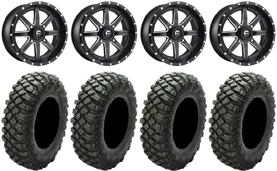 Premium Premium Fuel Maverick Black 16" Wheels 35" Crawler XG Tires Kawasaki Teryx Mule - Great Deal! - Great Deal!