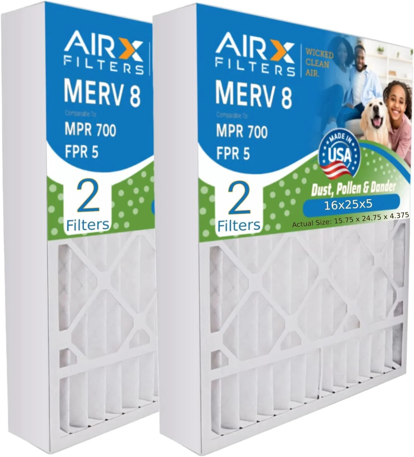 Premium Premium 16X25x4 Air Filter MERV 8 Compatible FC100A1029 EXPXXFIL0016 Furnace Filter 2 Pack - Great Deal!