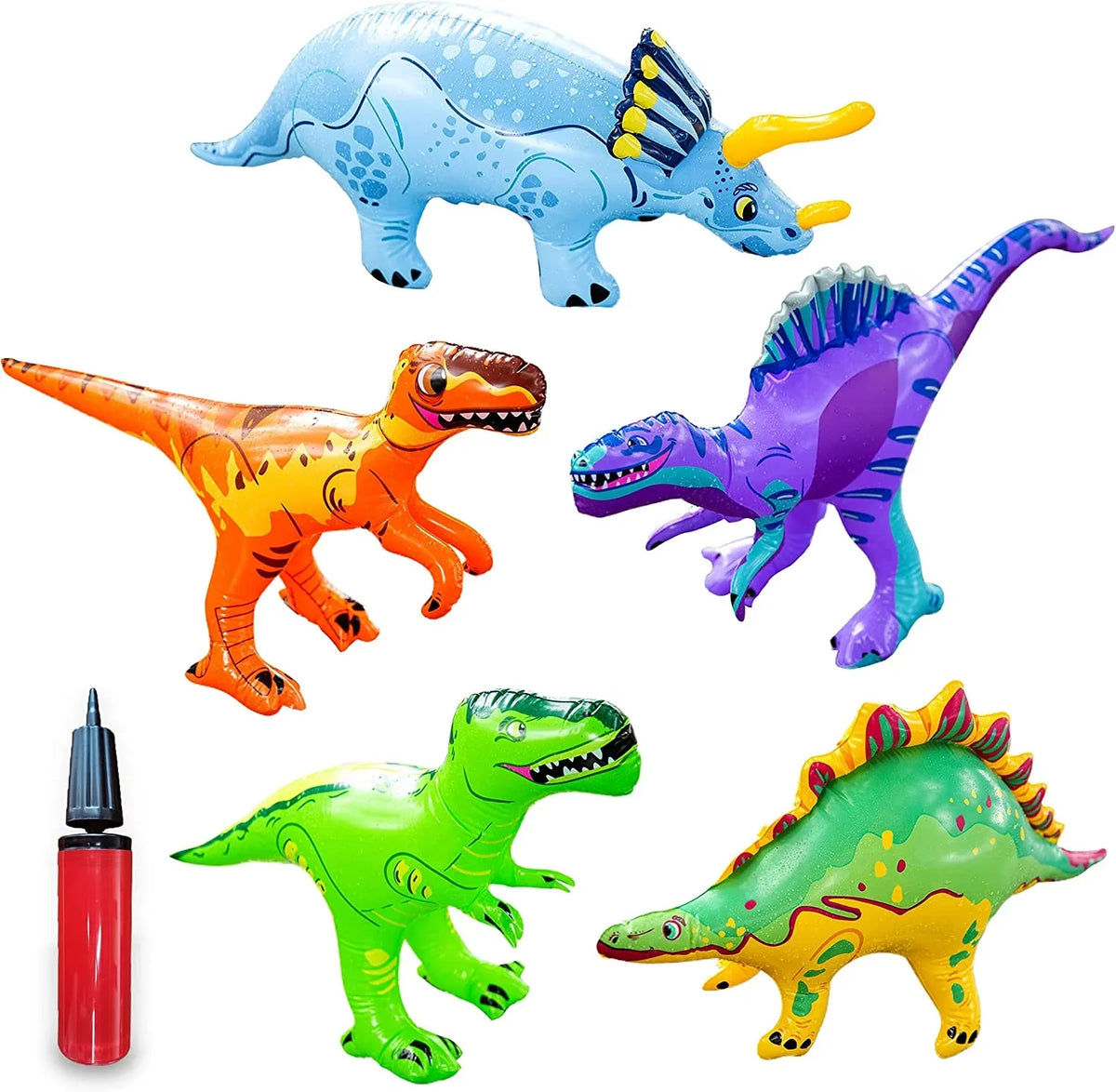 Premium Dazmers | Inflatable Dinosaur Toys Set With Pump - Dinosaur Playset T-Rex - Great Deal!