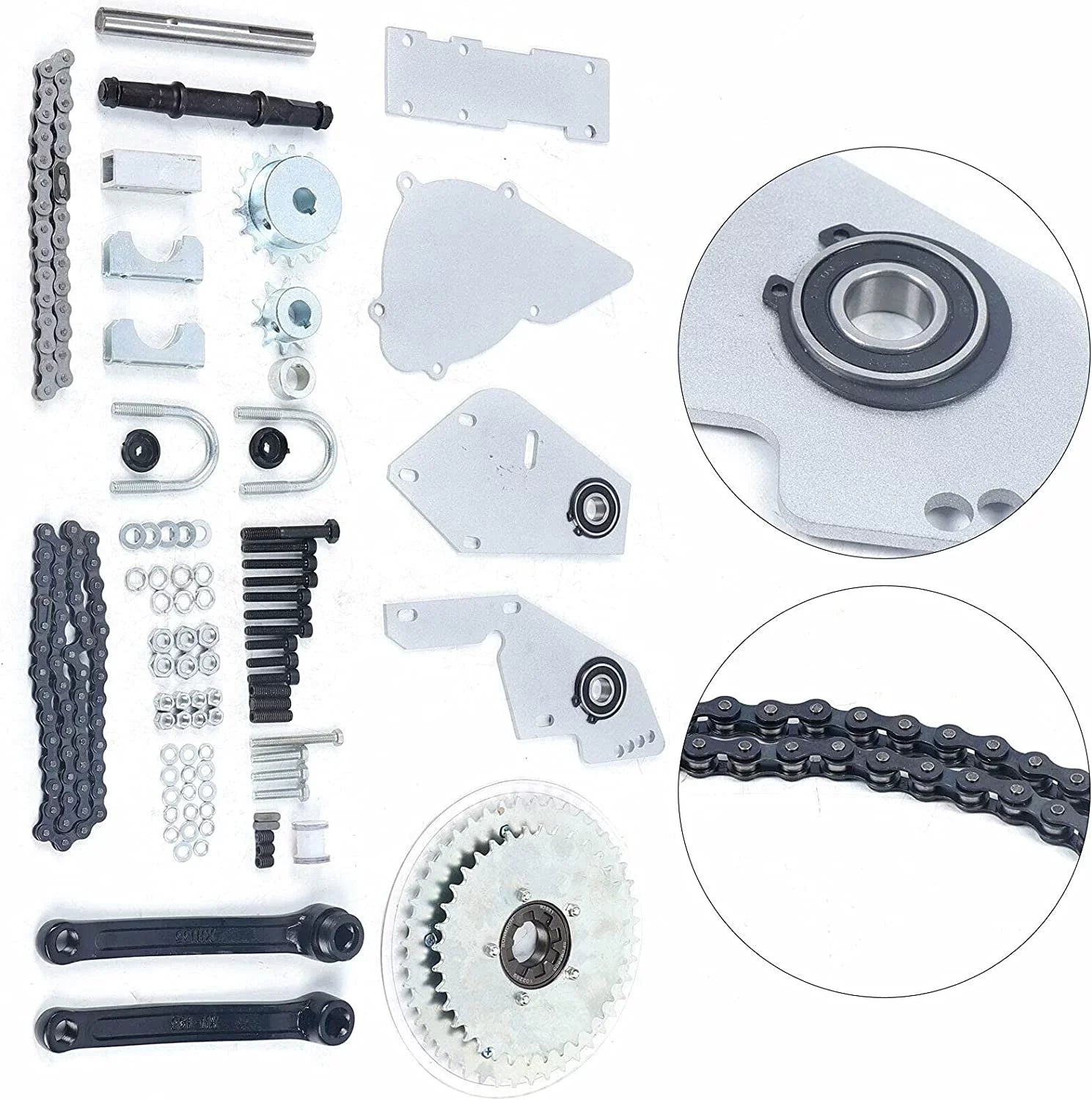 Premium Premium Bike Shifter Jackshaft Conversion Kit Set 415 Chain Silver for 2-Stroke Gas Motorcycles - Great Deal!