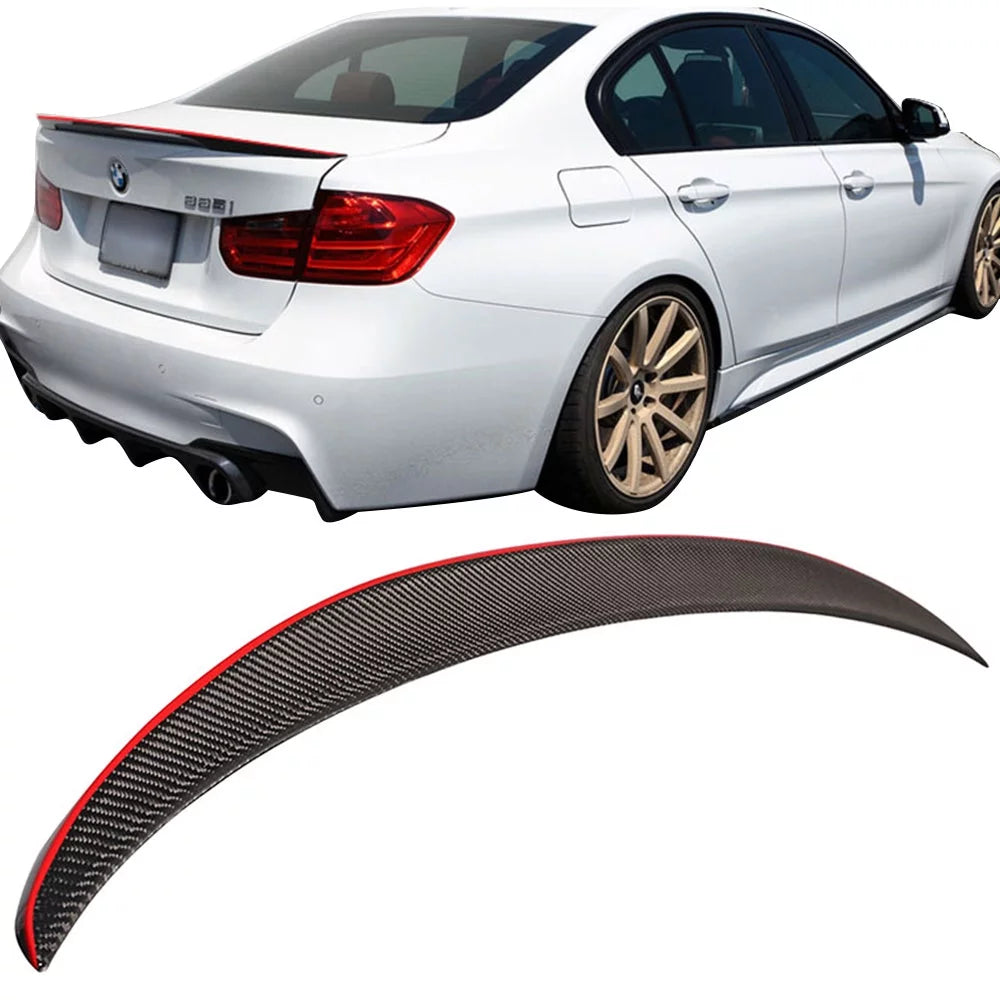 Ikon Motorsports Compatible with 12-18 BMW F30 Performance Red Line Trunk Boot Spoiler Carbon Fiber - Great Deal! - Great Deal!