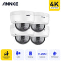 ANNKE 4Pcs Dome 8MP 4K Ultra HD PoE ONVIF IP Security Camera with H.265+ IP67 Weatherproof IK10 Vandal-Proof Audio Recording Supports 256 GB TF Card Remote Access Motion Alerts - Great Deal! - Great Deal!