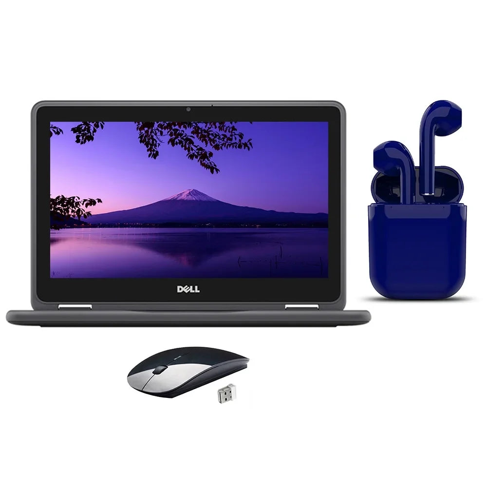 Restored High-performance Chromebook 11.6-inch 4GB RAM 32GB Celeron Bundle: Wireless Mouse, Wireless/Wireless Airbuds By Certified 2 Day Express (Refurbished) - Great Deal!