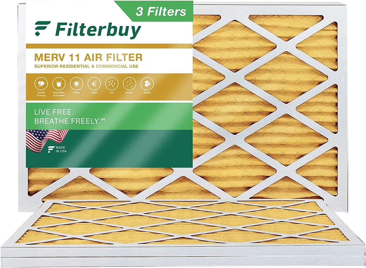 Premium Premium Filterbuy 14x25x1 MERV 11 Pleated HVAC AC Furnace Air Filters (3-Pack) - Great Deal!