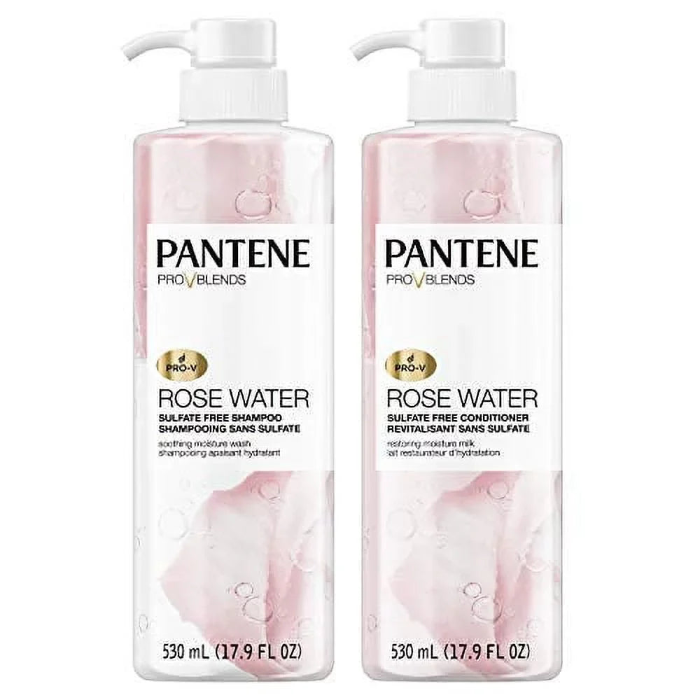 Pantene, Shampoo and Sulfate Free Conditioner Kit, Paraben and Dye Free, Pro-V Blends, Soothing Rose Water, 17.9 fl oz, Twin Pack Rosewater Kit - Great Deal!