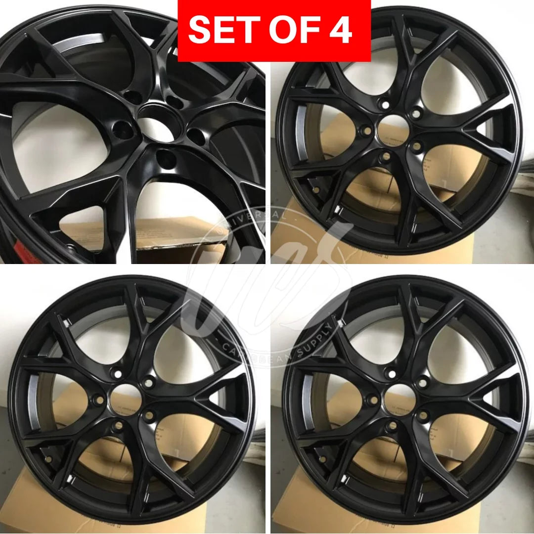 NEW 17 inch x 7.5 Alloy Wheels Rims Compatible with Honda Civic 5 lug Satin Black +42 offset Set of 4 - Great Deal!