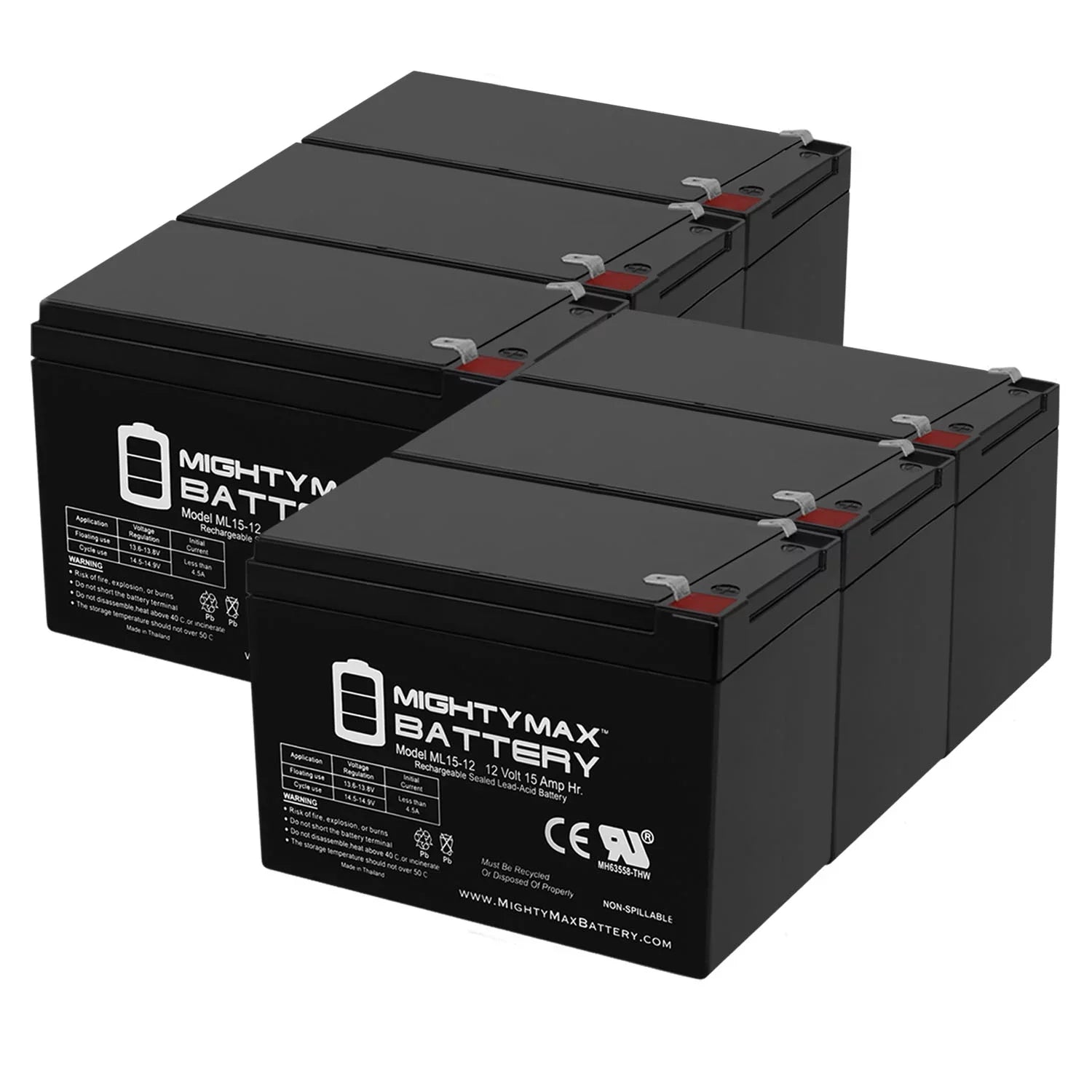 12V 15AH Battery Replacement for EVO 500W Electric Scooter - 6 Pack - Great Deal!