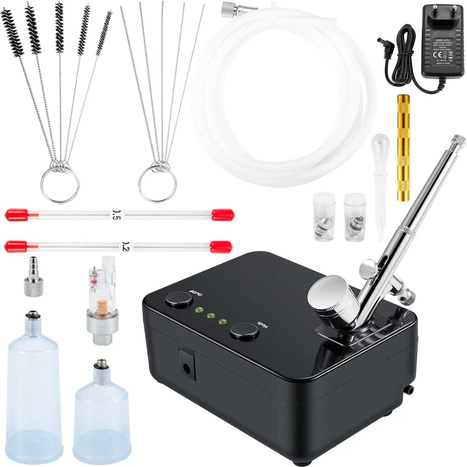 Premium BENTISM Airbrush Kit, Portable Airbrush Set with Compressor, Airbrushing System Kit w/Multi-Purpose Dual-Action Gravity Feed Airbrushes, Art Nail Cookie Tattoo Makeup - Great Deal!