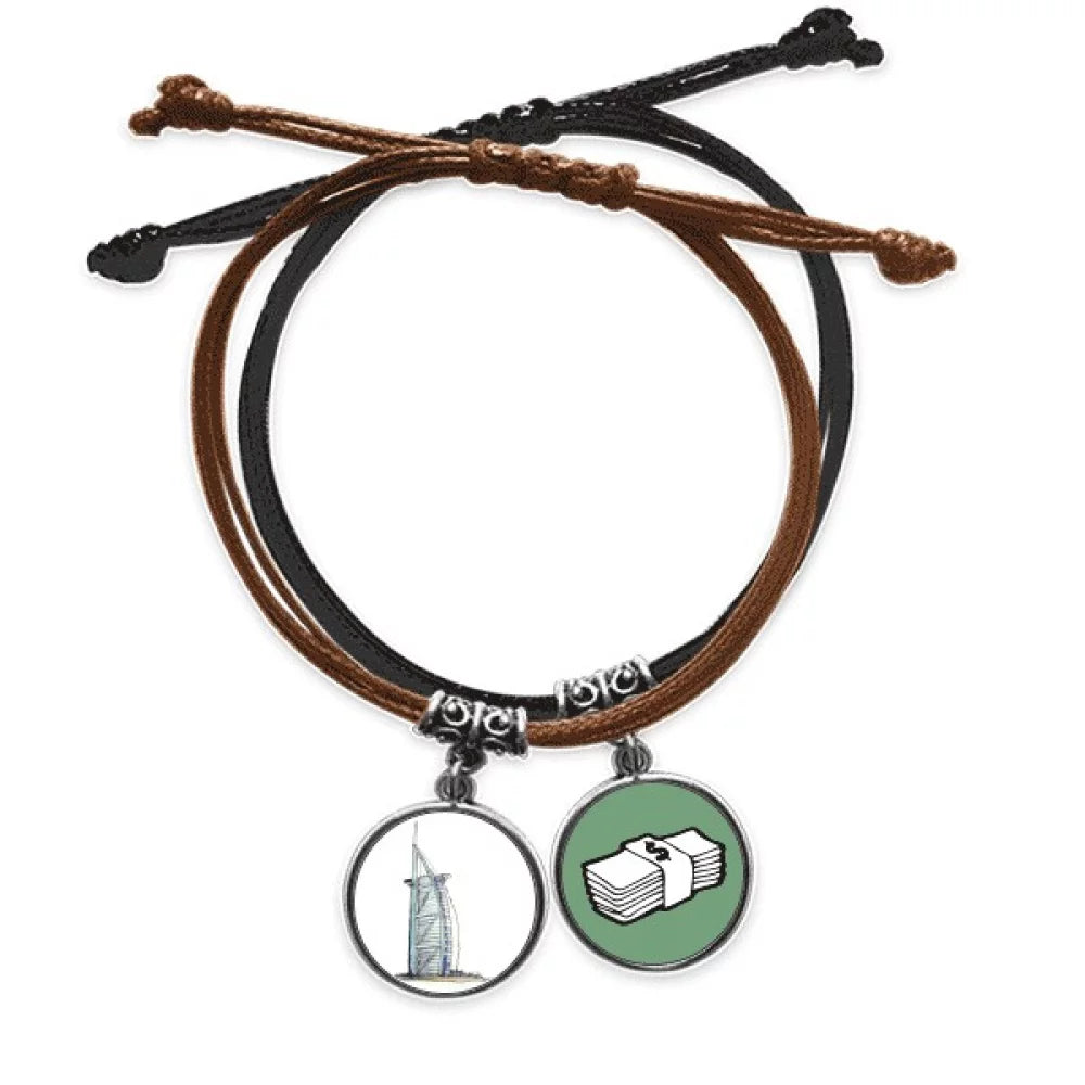 Premium Burj al-Arab luxury hotel Dubai Bracelet Rope Hand Chain Leather Money Wristband - Great Deal!