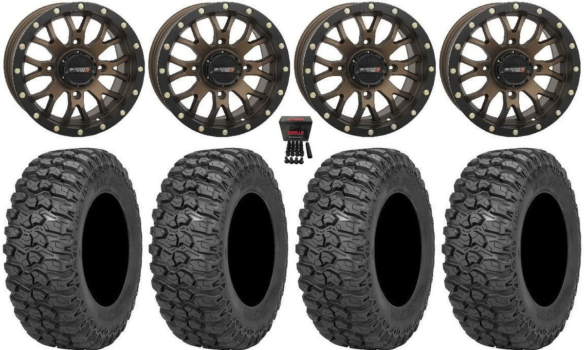 Premium System 3 ST-3 14" Wheels Bronze 30" Trail Saw 2.0 Tires Can-Am Commander Maverick Renegade Outlander Defender - Great Deal!