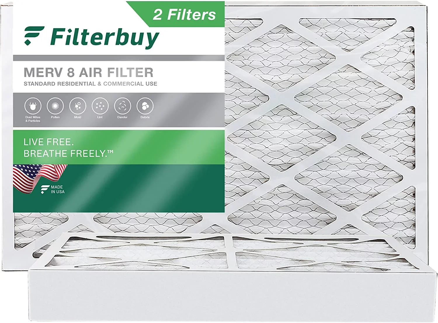 Premium Premium Filterbuy 16x30x4 MERV 8 Pleated HVAC AC Furnace Air Filters (2-Pack)
