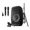 Premium Gemini 2,000-Watt Active 15-Inch Bluetooth Loudspeaker with Stand and Wired Microphone & GMU-M200 UHF Dual Wireless Microphone System , 843631171066 - Great Deal! - Great Deal!