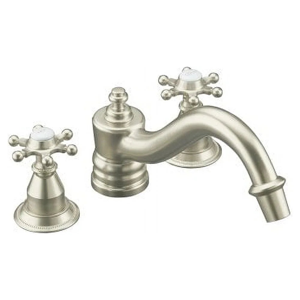 Premium Premium Premium KOHLER K-T125-3D-BN Antique Deck-Mount High-Flow Bath Faucet Trim with Six-Prong Handles, Requires Ceramic Handle Insets and Skirts, Valve Not Included, Vibrant Brushed Nickel