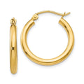 Premium Real 14kt Yellow Gold Polished 2.5mm Tube Hoop Earrings; for Adults and Teens; for Women and Men - Great Deal!
