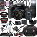 Canon EOS 800D Rebel T7i DSLR Camera w/EF-S 18-55mm F/4-5.6 is STM Zoom Lens + 75-300mm F/4-5.6 III Lens + 128GB Memory + Case + Tripod + Filters 38pc Bundle - Great Deal!