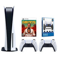 Premium Sony Playstation 5 Disc Version Console with Extra White Controller, Surge FPS Grip Kit With Precision Aiming Rings and Far Cry 6 Bundle