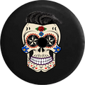 Premium 2018 2019 Wrangler JL Backup Camera Sugar Skull Tattoo with Hair Spare Tire Cover for Jeep RV 33 Inch