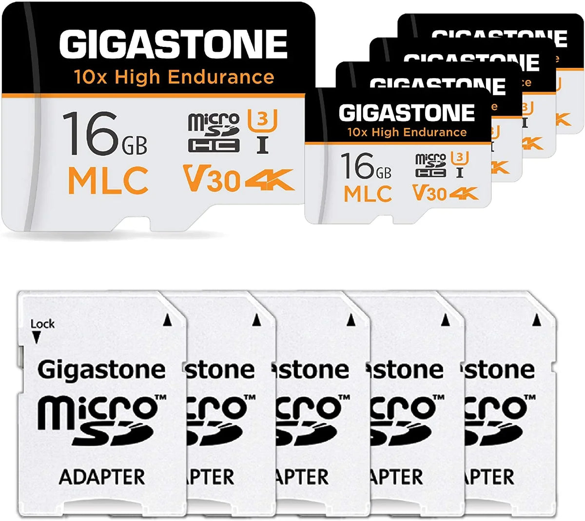 Premium Premium [10x High Endurance] Giga Industrial 16GB 5-Pack MLC ro SD , 4K Video Recording, Security Cam, Dash Cam, - Great Deal!