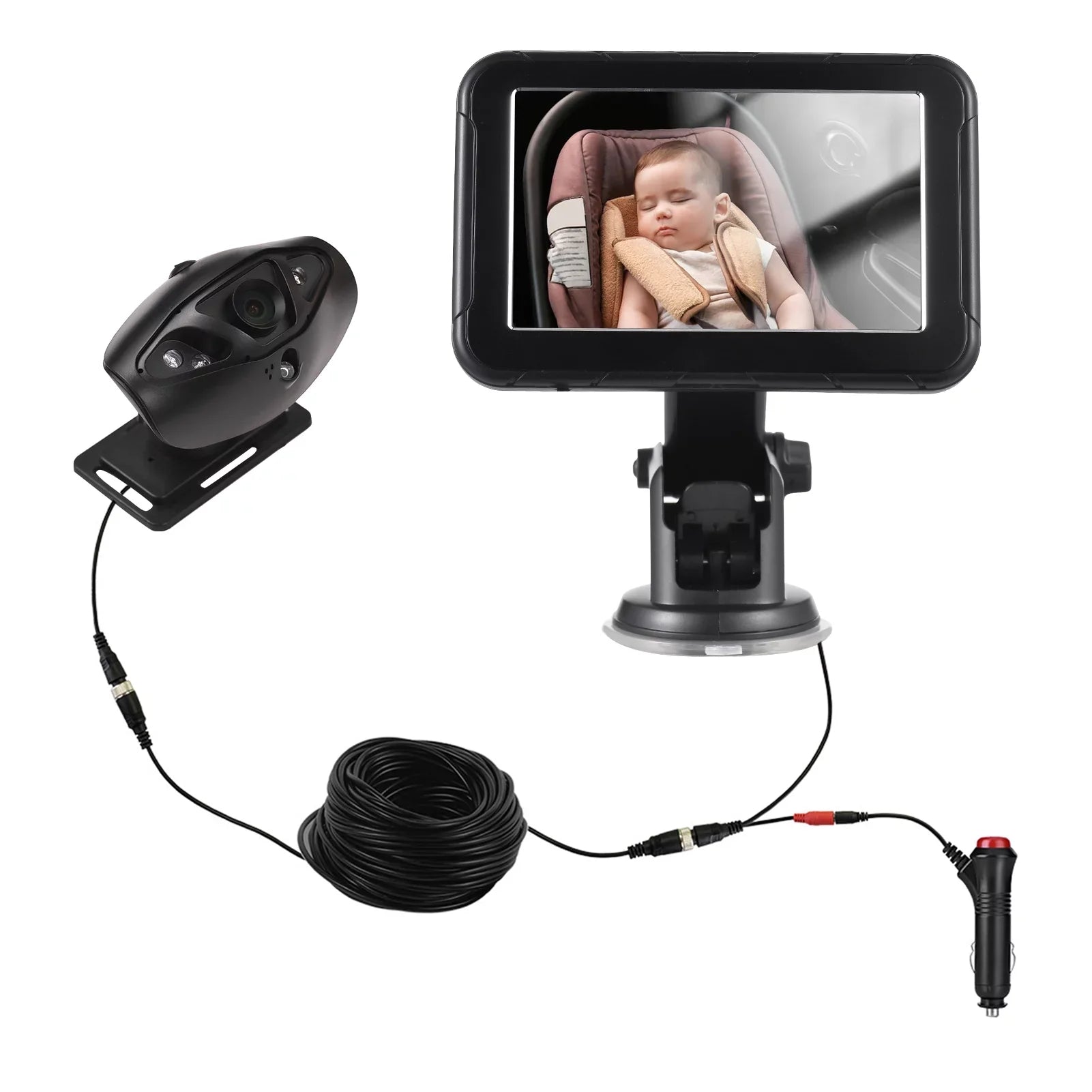 Premium Pinnaco Baby Car High Resolution Camera Invigilator 5 Inch Mirror Display Night Vision 150Â° Wide View