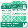 Premium 16x25x4 Air Filter (2-PACK) | MERV 13 | MOAJ Elite Bacterial & Viral Defense | BASED IN USA | Pleated Replacement Air Filters for AC & Furnace Applications | Actual Dimensions: 15.88" x 24.88" x 4.31" - Great Deal! - Great Deal!