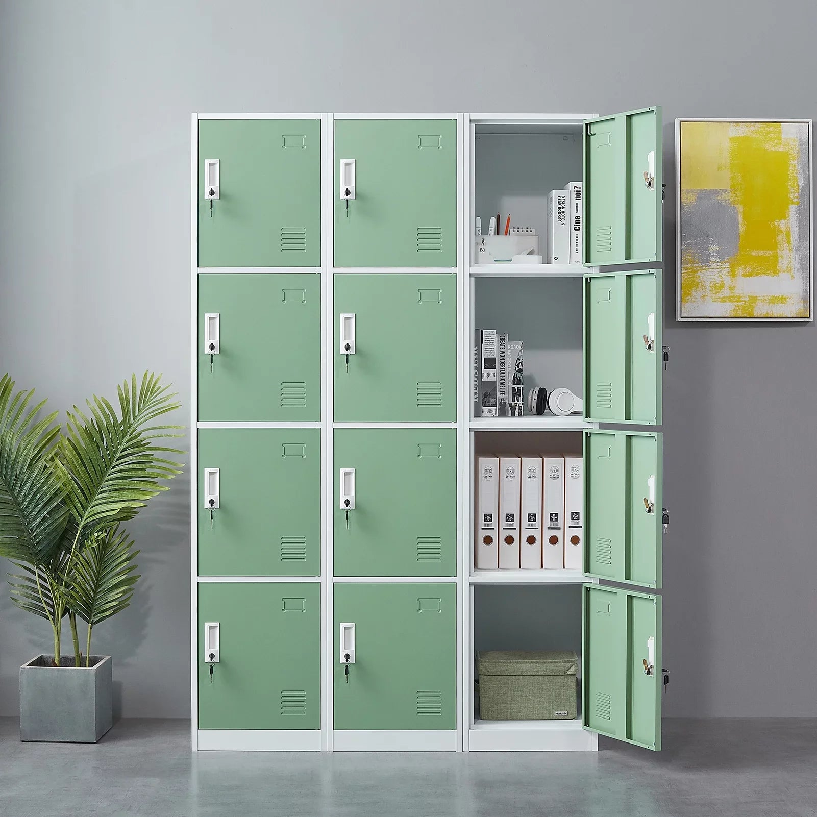Premium Premium Premium Ouyessir Locker Storage Cabinet 4-tier Metal Lockers for School, Gym, Home, Office Employee Lock Box, 71 inches High - Green - Great Deal!
