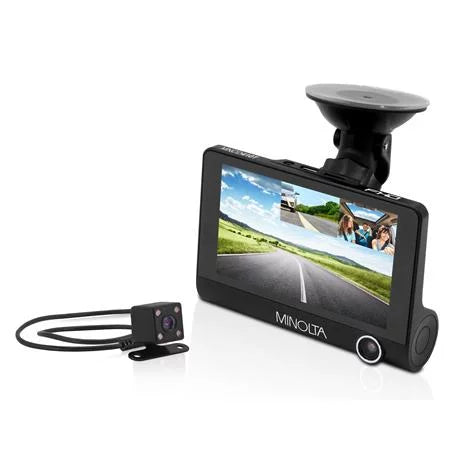 MNCD410T Full HD Front and Rear View 4" LCD Screen Dash Camera with 3-Channel Recording, Black - Great Deal!