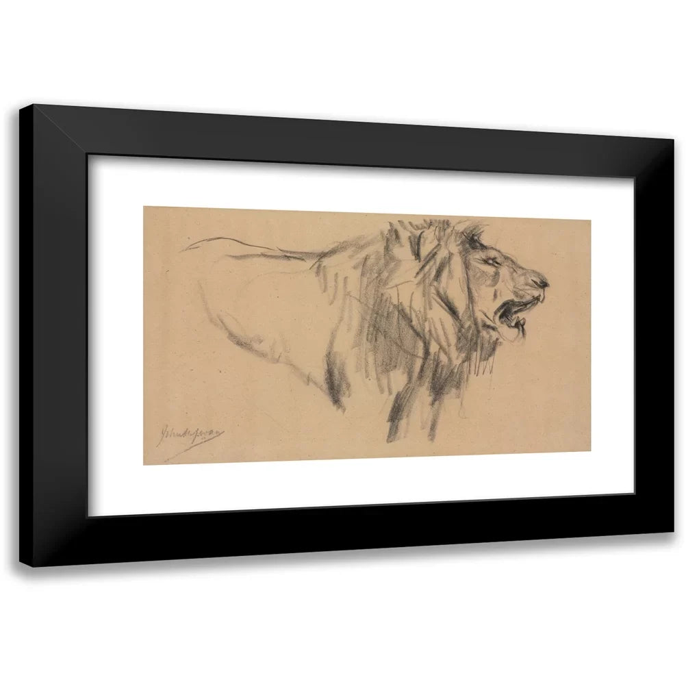 Premium John Macallan Swan 14x10 Black Modern Framed Museum Art Print Titled - Lion - Great Deal! - Great Deal!