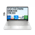Premium Premium 2021 17.3" FHD IPS Laptop Computer, 11th Generation i7-1165G7, 32GB RAM, 1TB PCIe SSD, Backlit Keyboard, Iris Xe Graphics, HD Webcam, HD Audio, Windows OS, Silver, 32GB USB Card - Great Deal!
