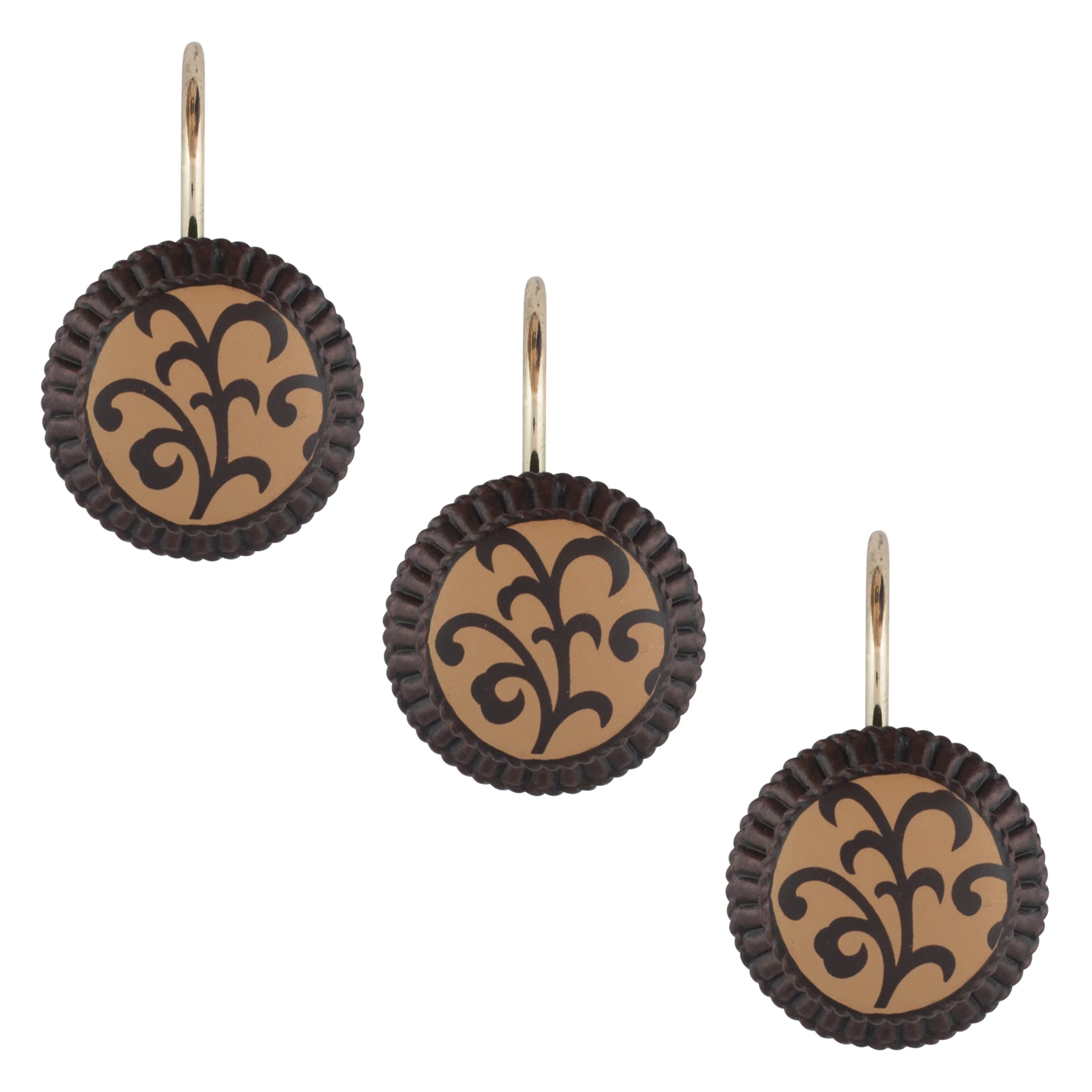 Premium Sherry Kline Belacour Shower Curtain Hooks (Set of 12) - Cocoa - Great Deal!