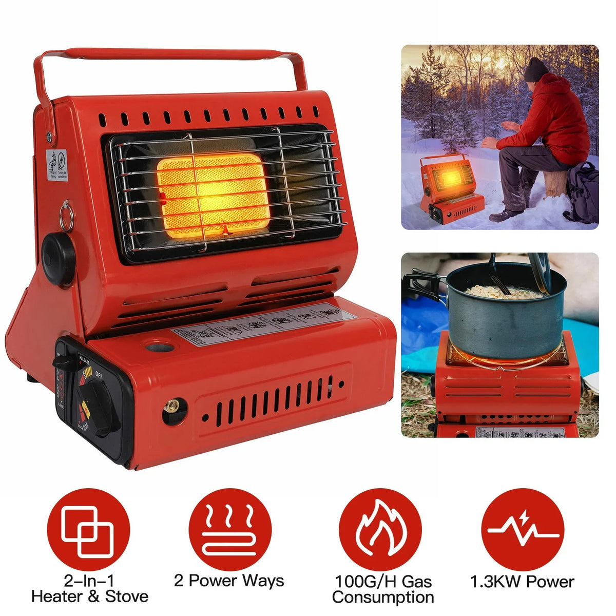 Premium 2 in 1 Portable Gas Burner Heater iMounTEK Butane Heaters for Inside Home Use, Camping Fishing