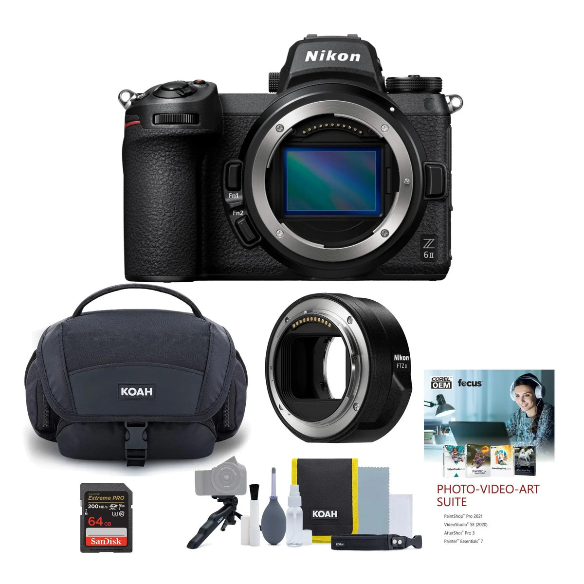 Premium Nikon Z6II Mirrorless Camera Body with FTZ II Mount Adapter and Accessory Bundle - Great Deal!