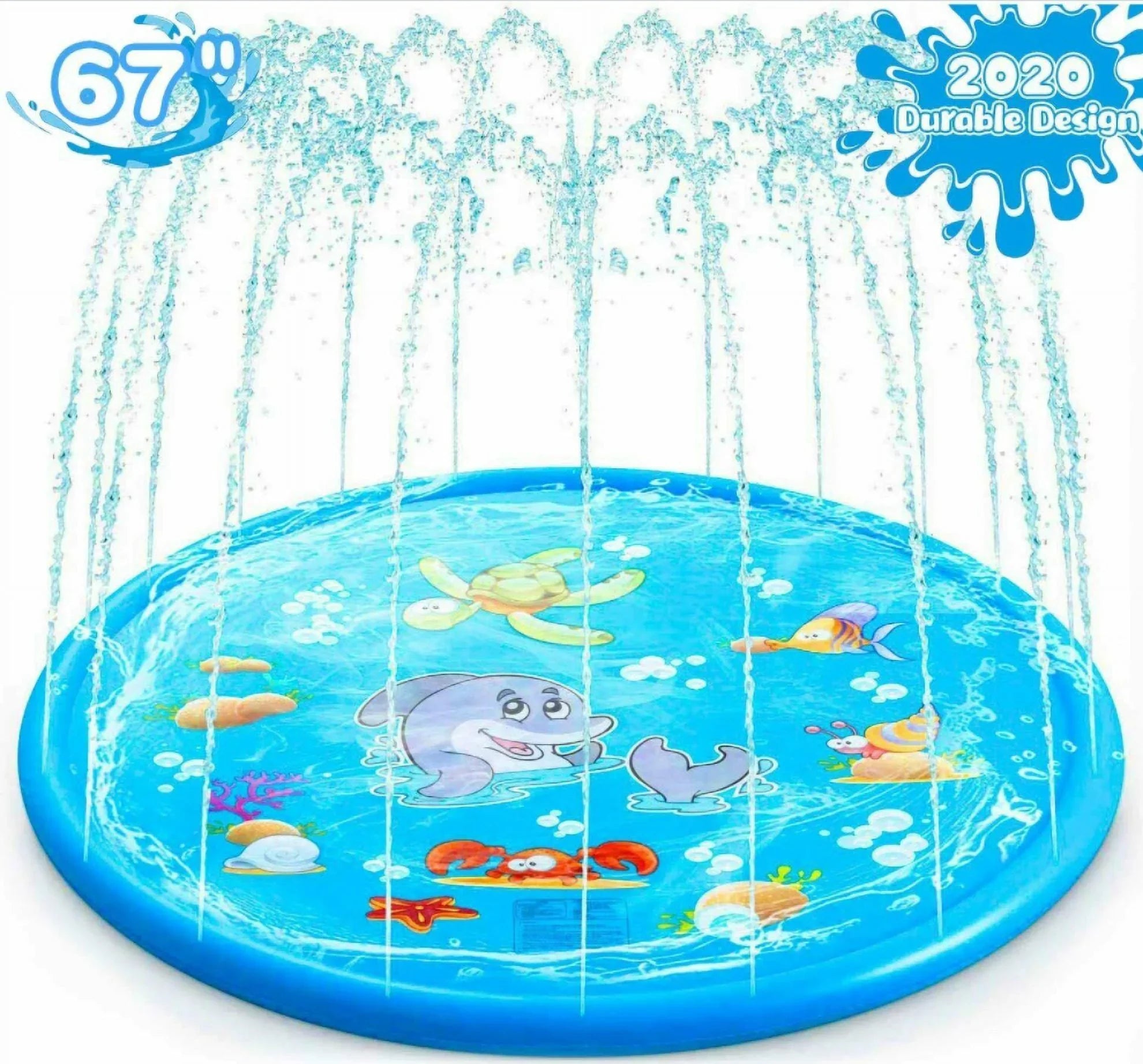Premium 68" Water Splash Sprinkler Pad Inflatable Kids Summer Play Game Mat Outdoor
