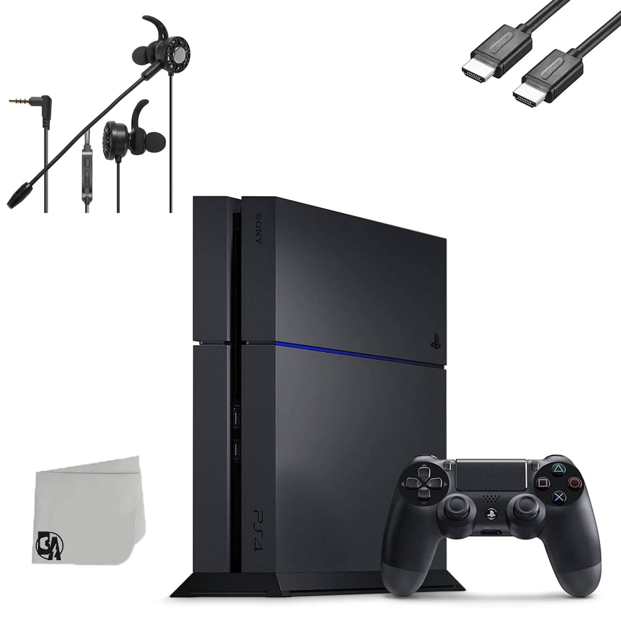 Premium Premium Sony PlayStation 4 Original 500GB Matte Black Gaming Console + T5 Earbuds With Microphone BOLT AXTION Bundle Like New